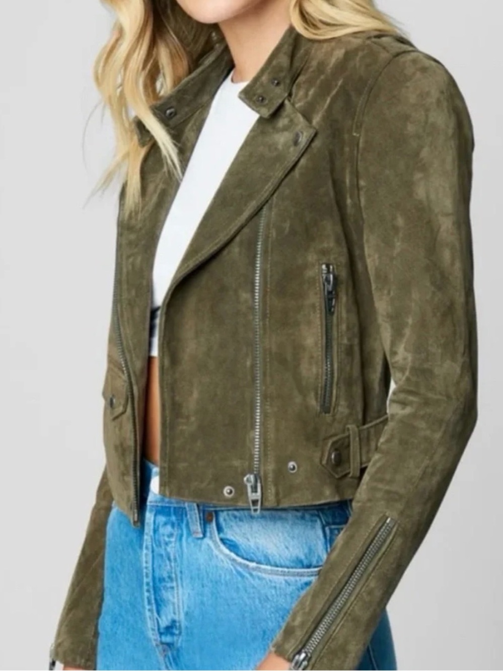 Olive Blank NYC Suede Moto Jacket - Women's Size M